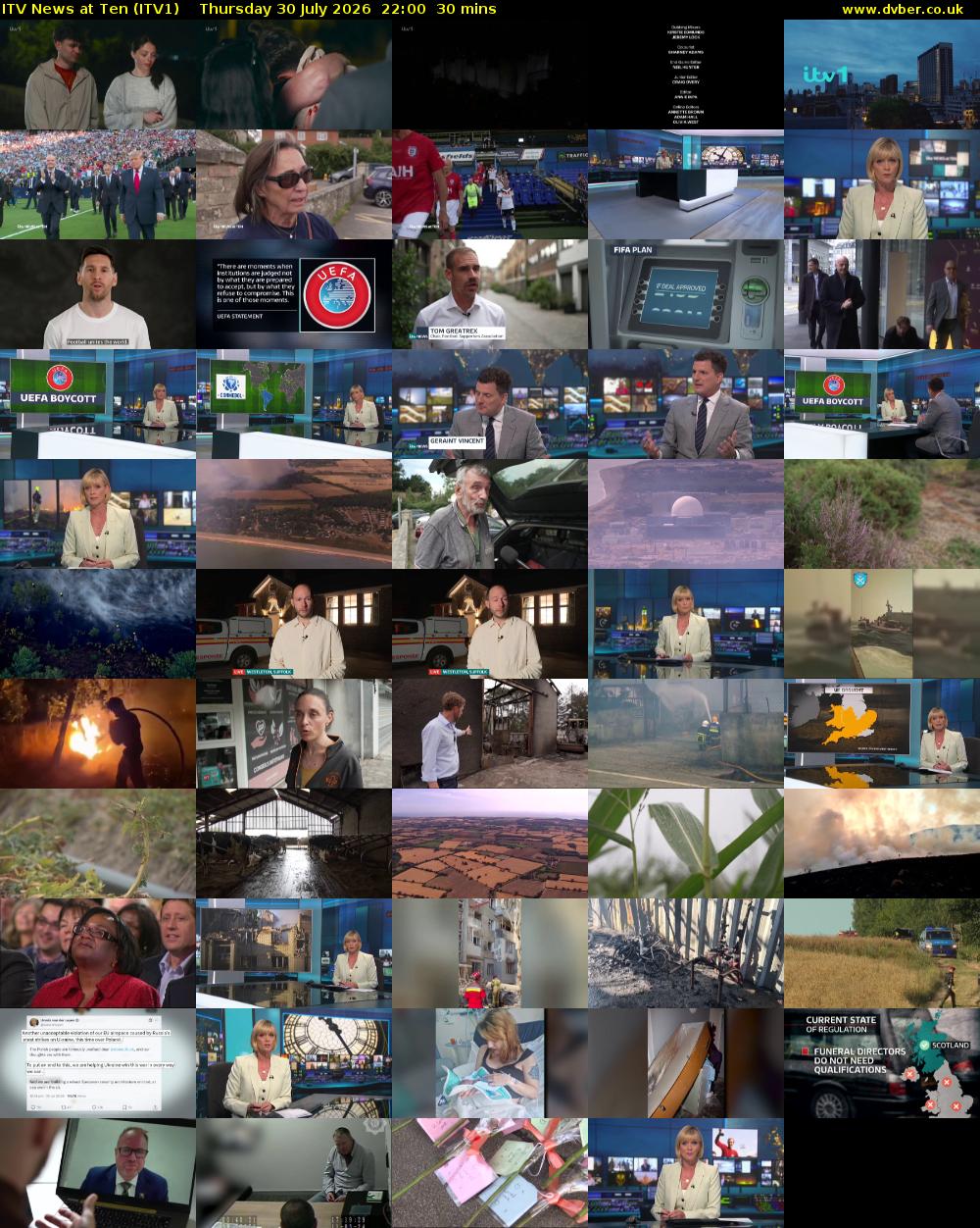 ITV News at Ten (ITV1) Thursday 30 July 2026 22:00 - 22:30