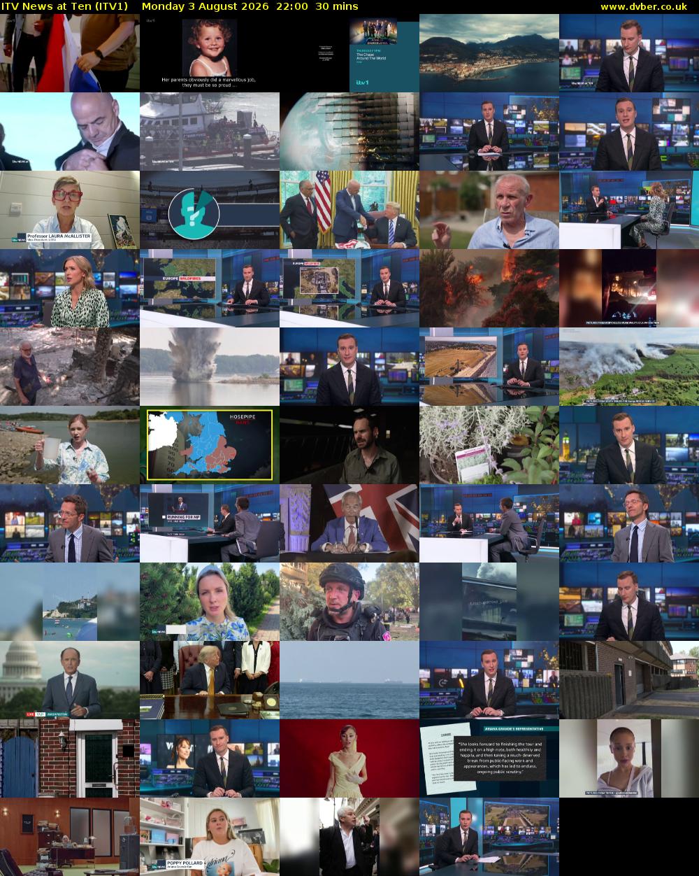 ITV News at Ten (ITV1) Monday 3 August 2026 22:00 - 22:30