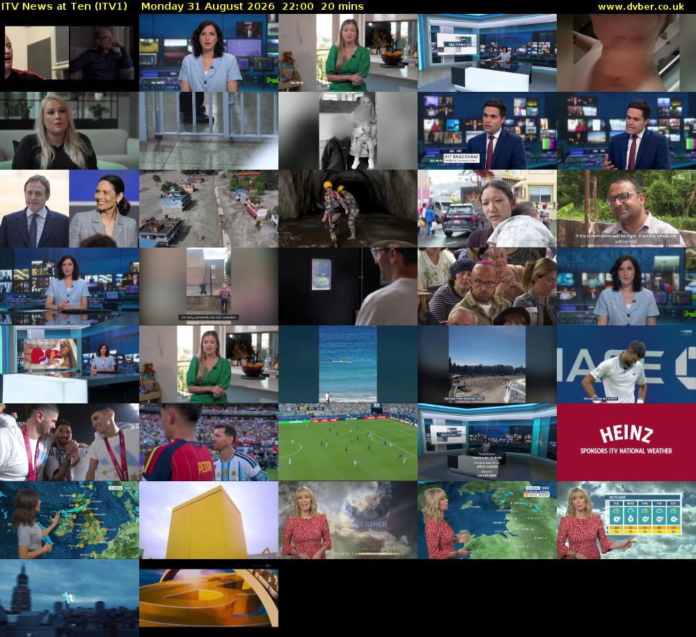 ITV News at Ten (ITV1) Monday 31 August 2026 22:00 - 22:20