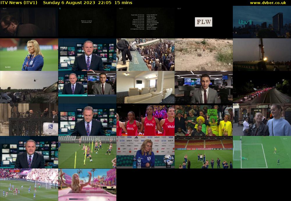 ITV News (ITV1) Sunday 6 August 2023 22:05 - 22:20