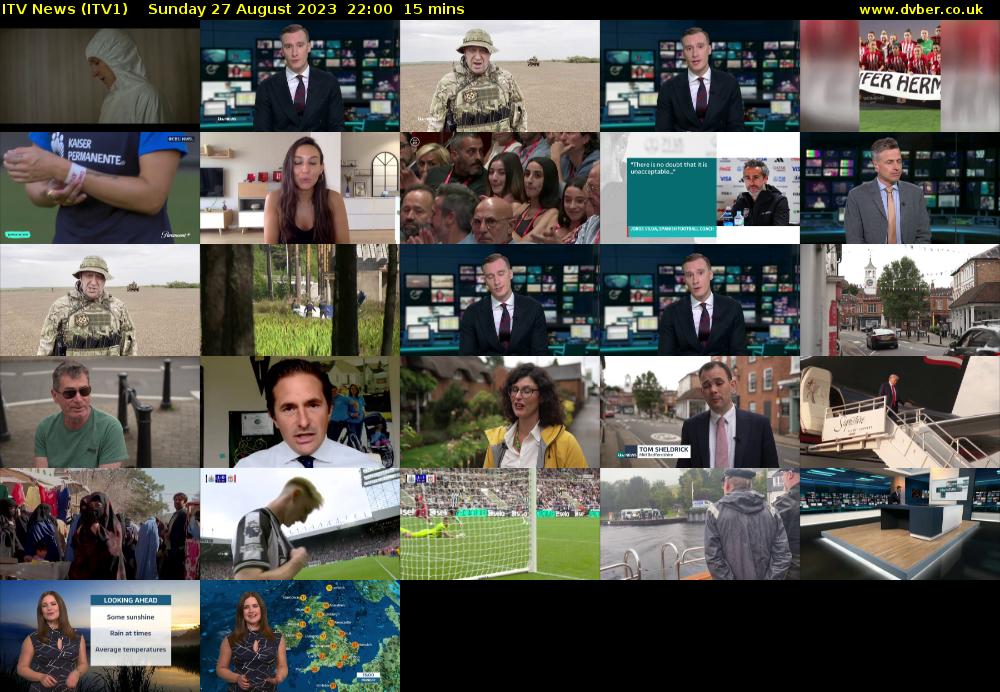 ITV News (ITV1) Sunday 27 August 2023 22:00 - 22:15