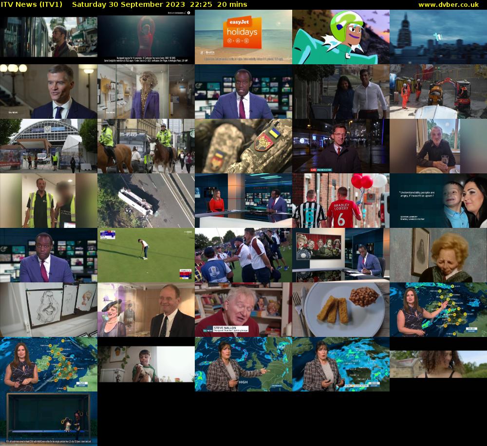 ITV News (ITV1) Saturday 30 September 2023 22:25 - 22:45