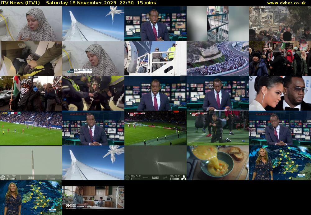 ITV News (ITV1) Saturday 18 November 2023 22:30 - 22:45
