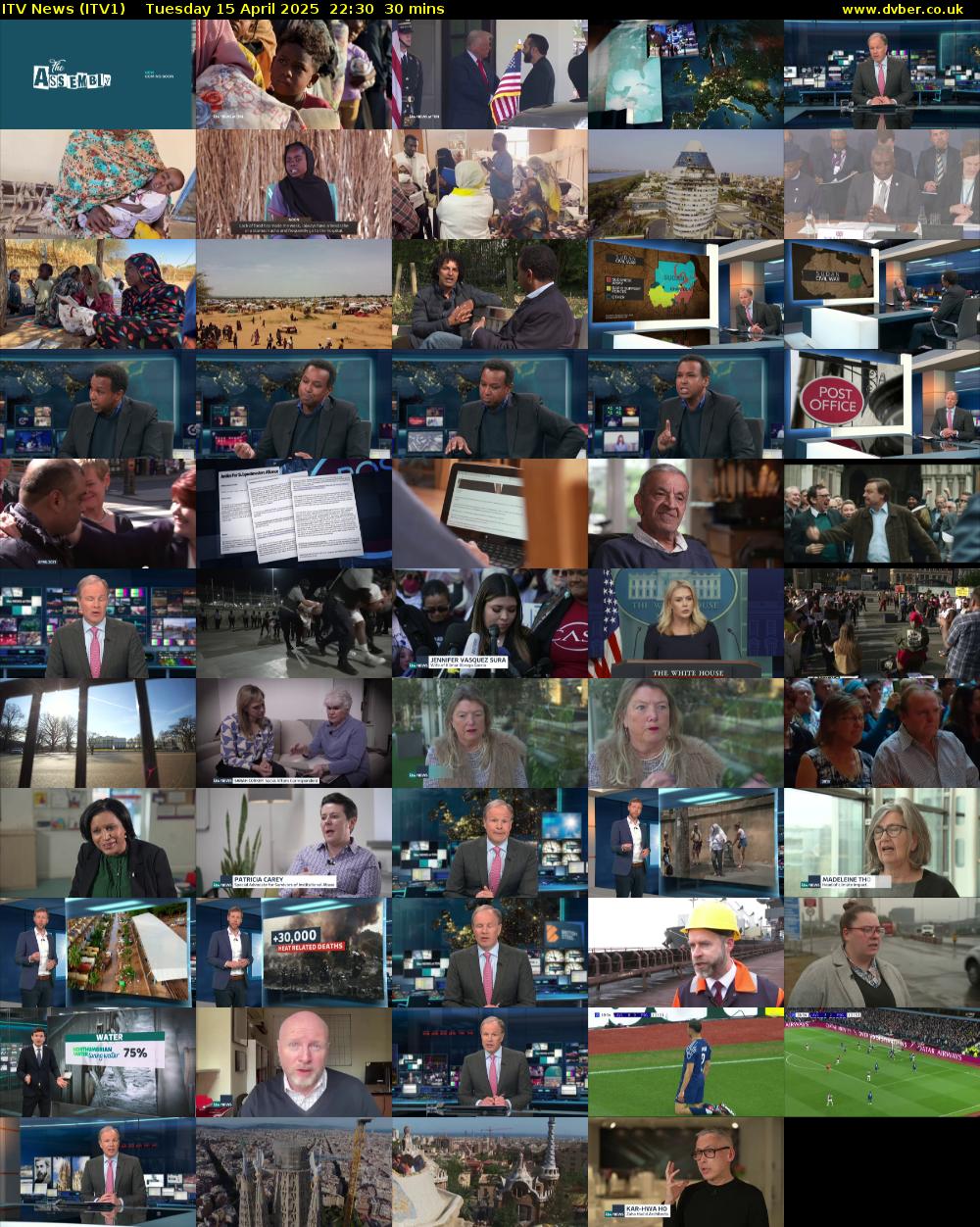 ITV News (ITV1) Tuesday 15 April 2025 22:30 - 23:00