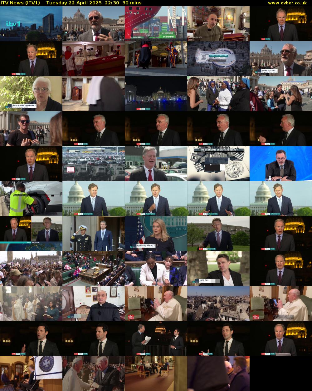 ITV News (ITV1) Tuesday 22 April 2025 22:30 - 23:00