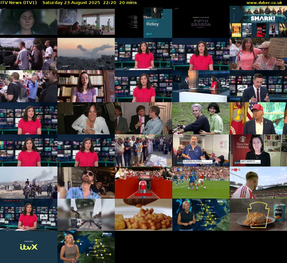 ITV News (ITV1) Saturday 23 August 2025 22:20 - 22:40