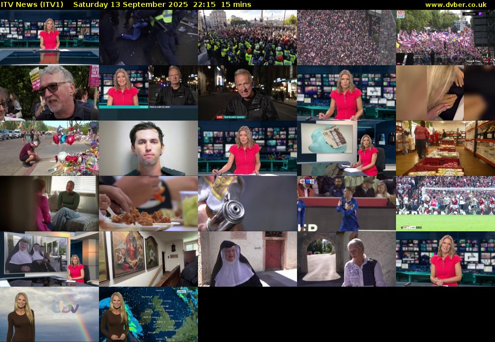 ITV News (ITV1) Saturday 13 September 2025 22:15 - 22:30