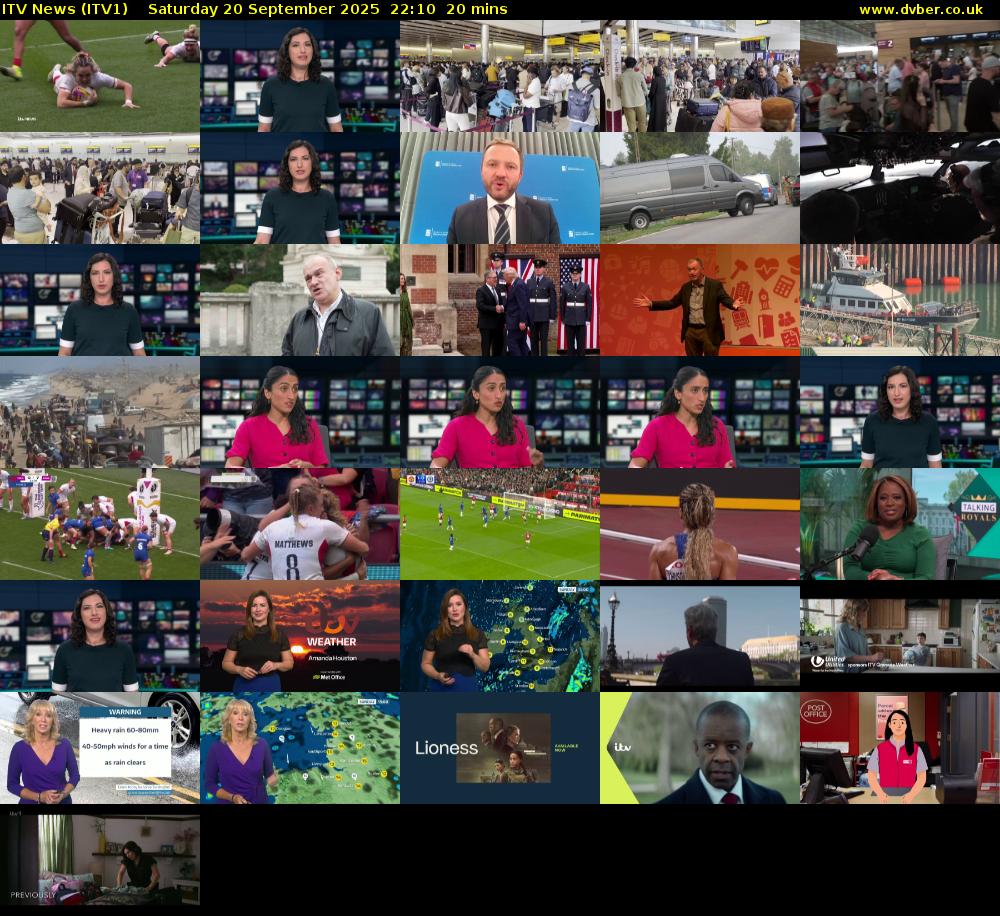 ITV News (ITV1) Saturday 20 September 2025 22:10 - 22:30