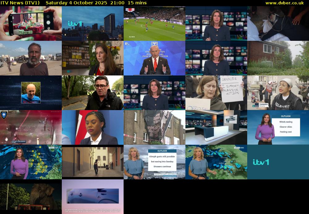 ITV News (ITV1) Saturday 4 October 2025 21:00 - 21:15