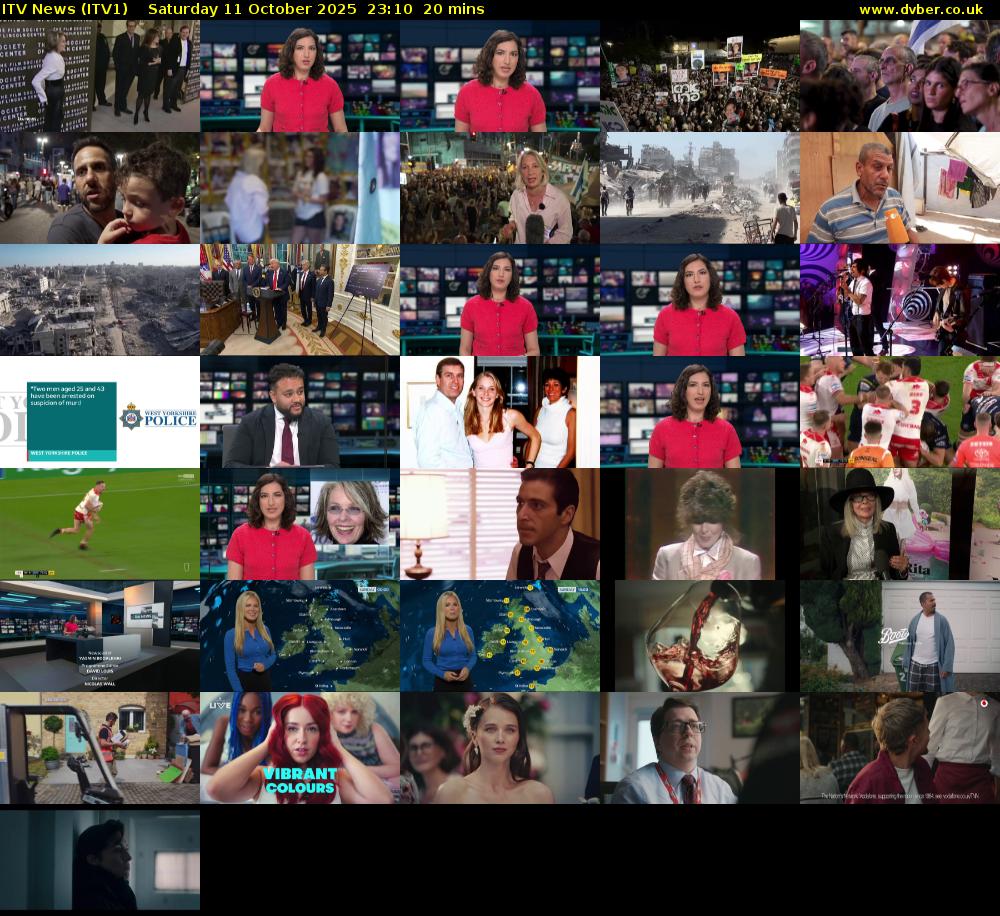 ITV News (ITV1) Saturday 11 October 2025 23:10 - 23:30