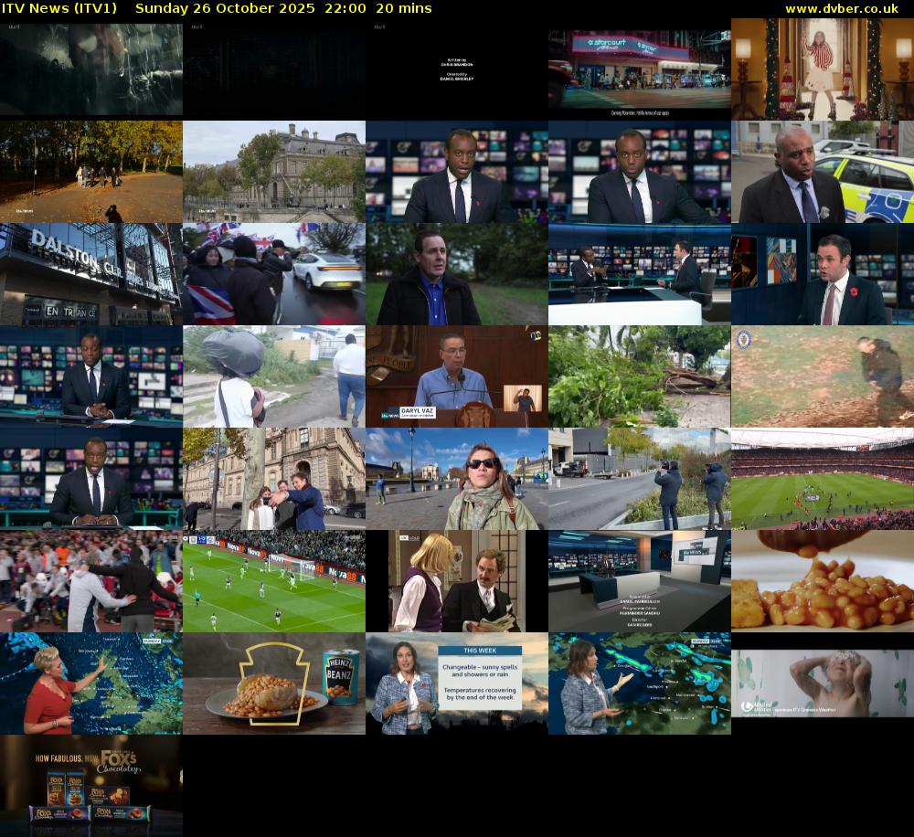 ITV News (ITV1) Sunday 26 October 2025 22:00 - 22:20