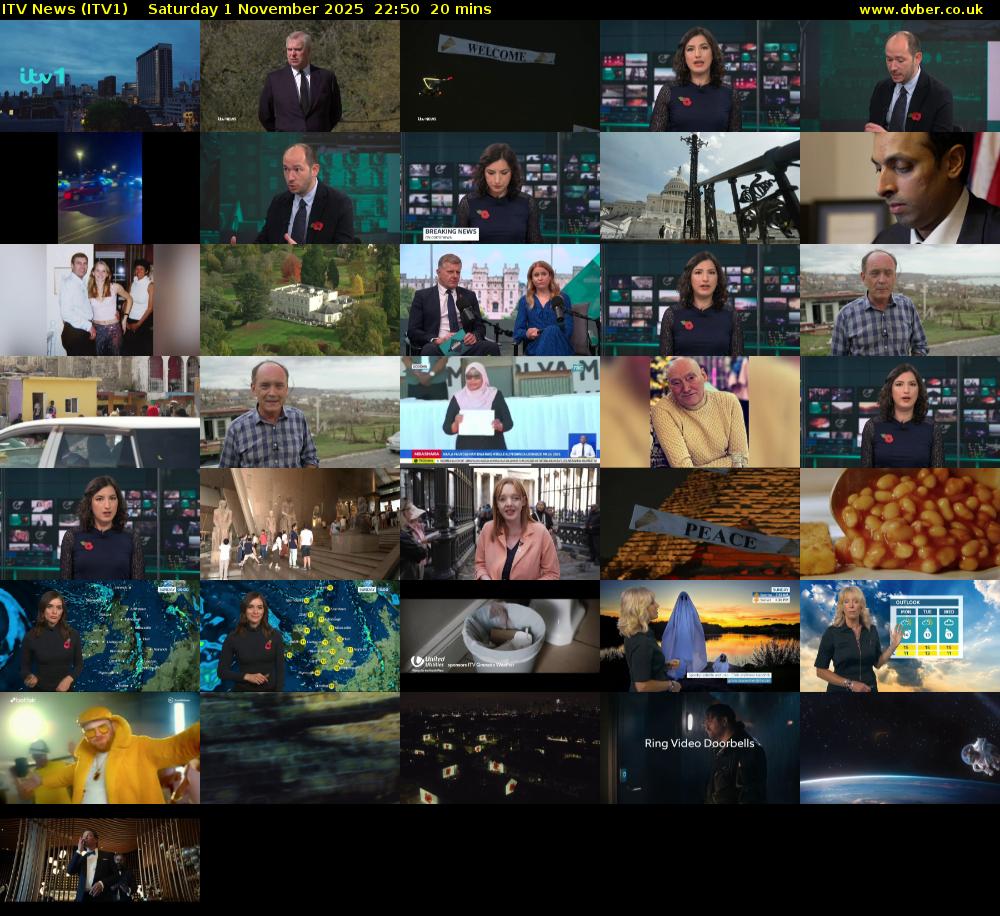 ITV News (ITV1) Saturday 1 November 2025 22:50 - 23:10