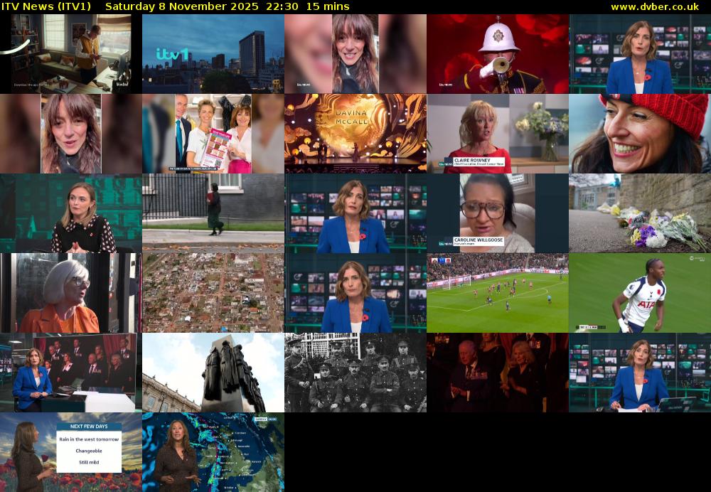ITV News (ITV1) Saturday 8 November 2025 22:30 - 22:45