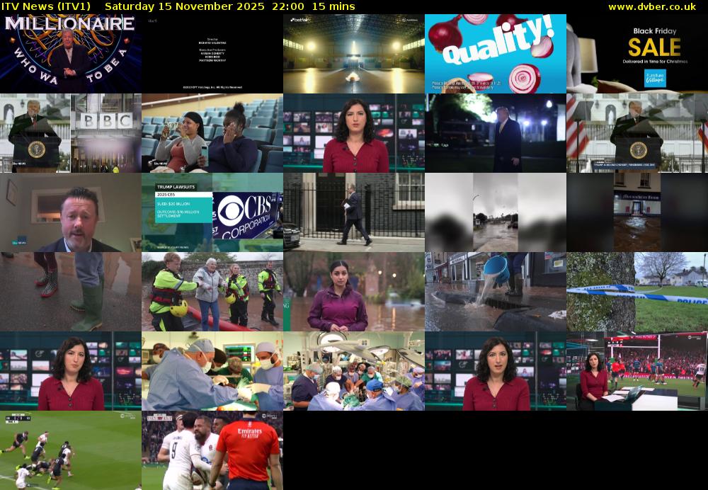 ITV News (ITV1) Saturday 15 November 2025 22:00 - 22:15
