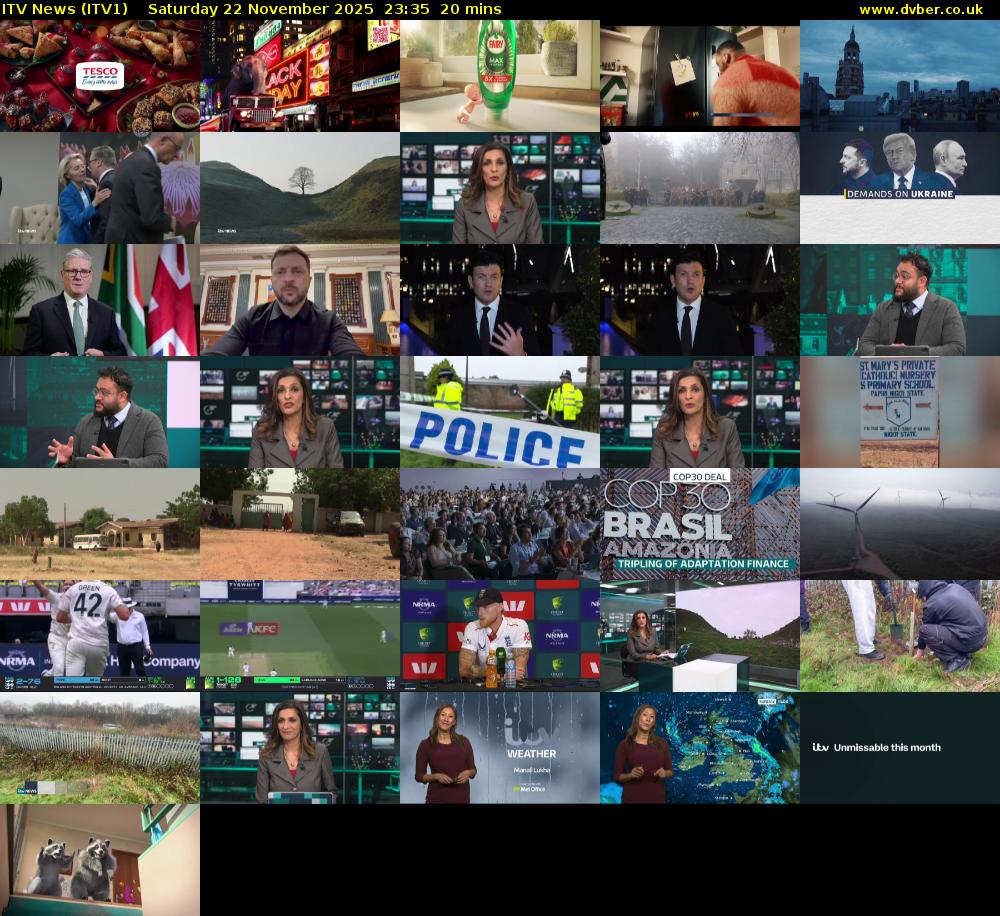 ITV News (ITV1) Saturday 22 November 2025 23:35 - 23:55
