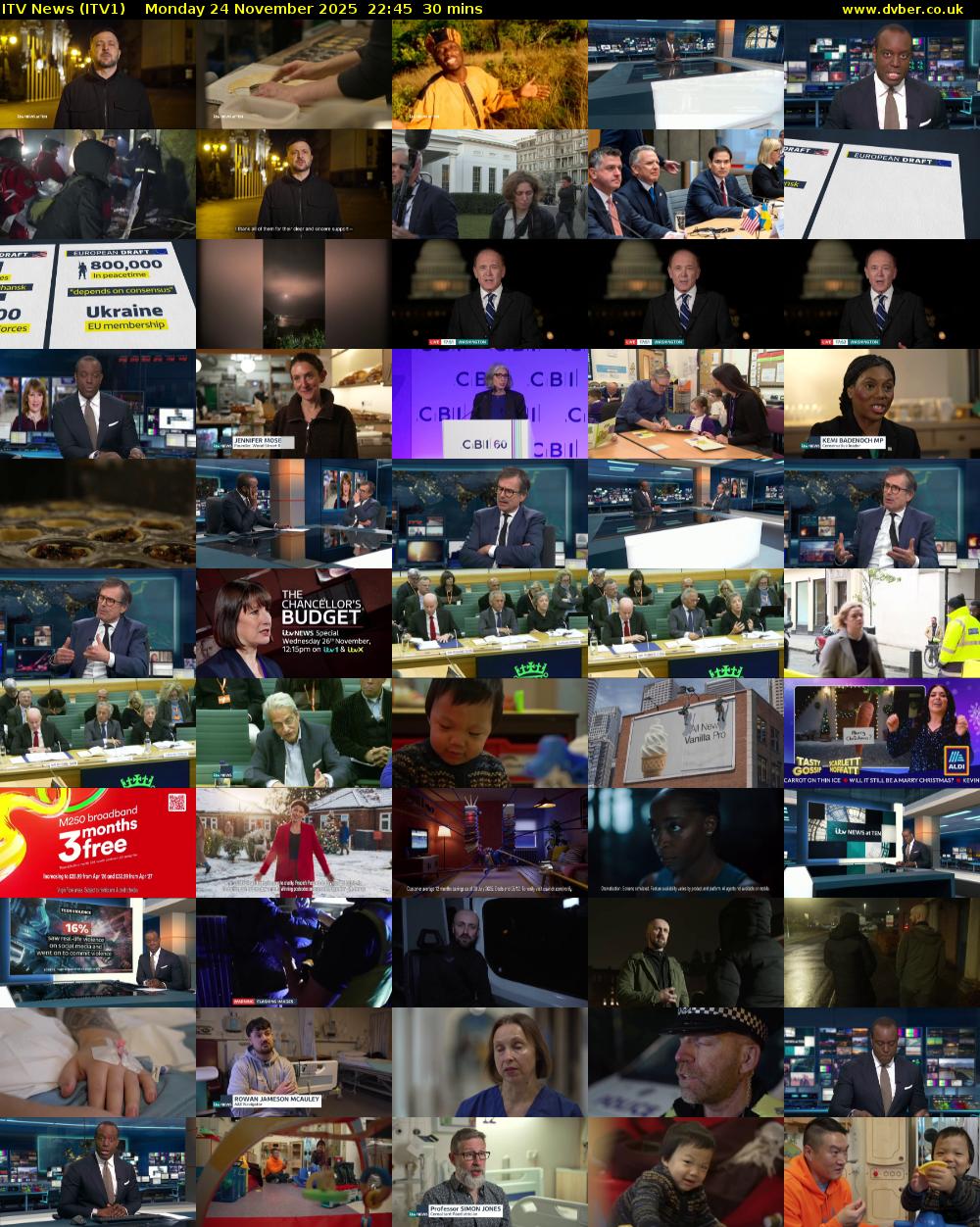 ITV News (ITV1) Monday 24 November 2025 22:45 - 23:15