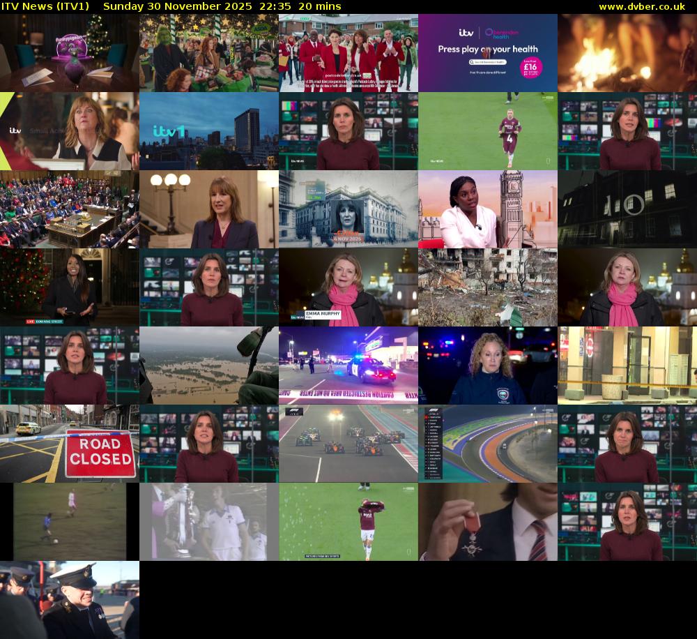 ITV News (ITV1) Sunday 30 November 2025 22:35 - 22:55