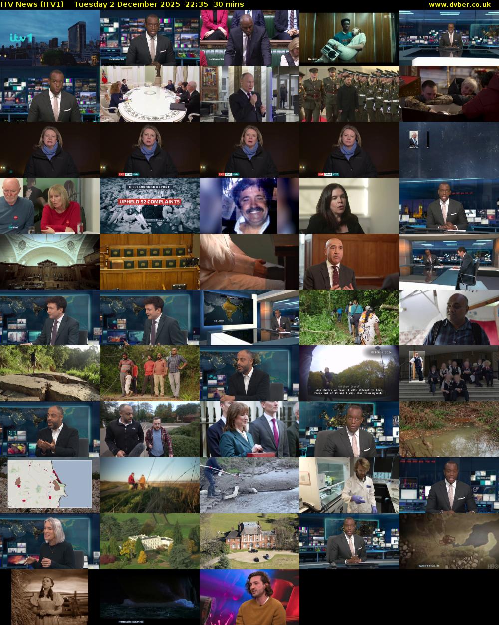 ITV News (ITV1) Tuesday 2 December 2025 22:35 - 23:05