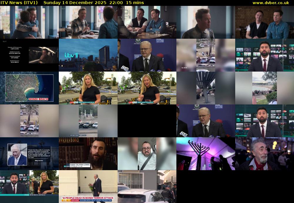 ITV News (ITV1) Sunday 14 December 2025 22:00 - 22:15