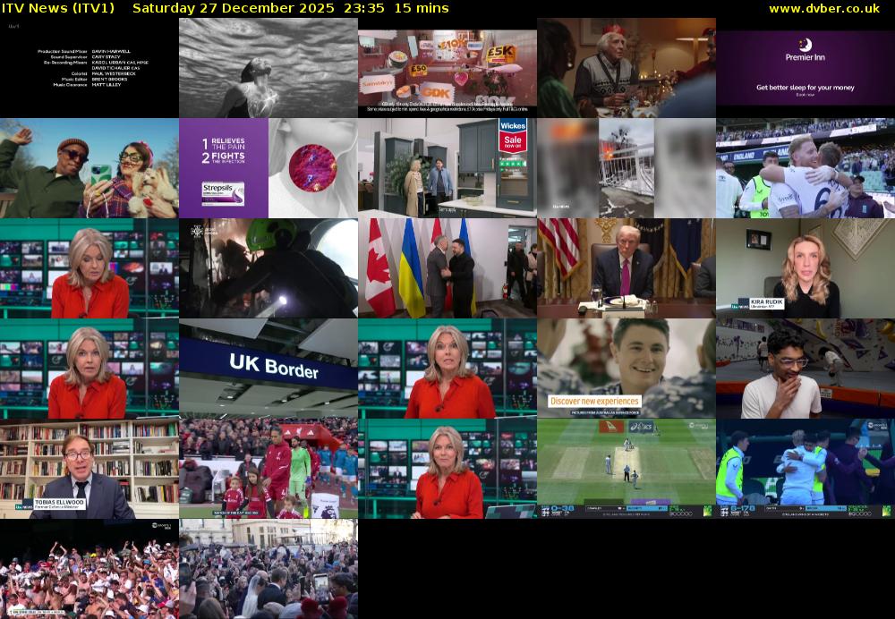 ITV News (ITV1) Saturday 27 December 2025 23:35 - 23:50