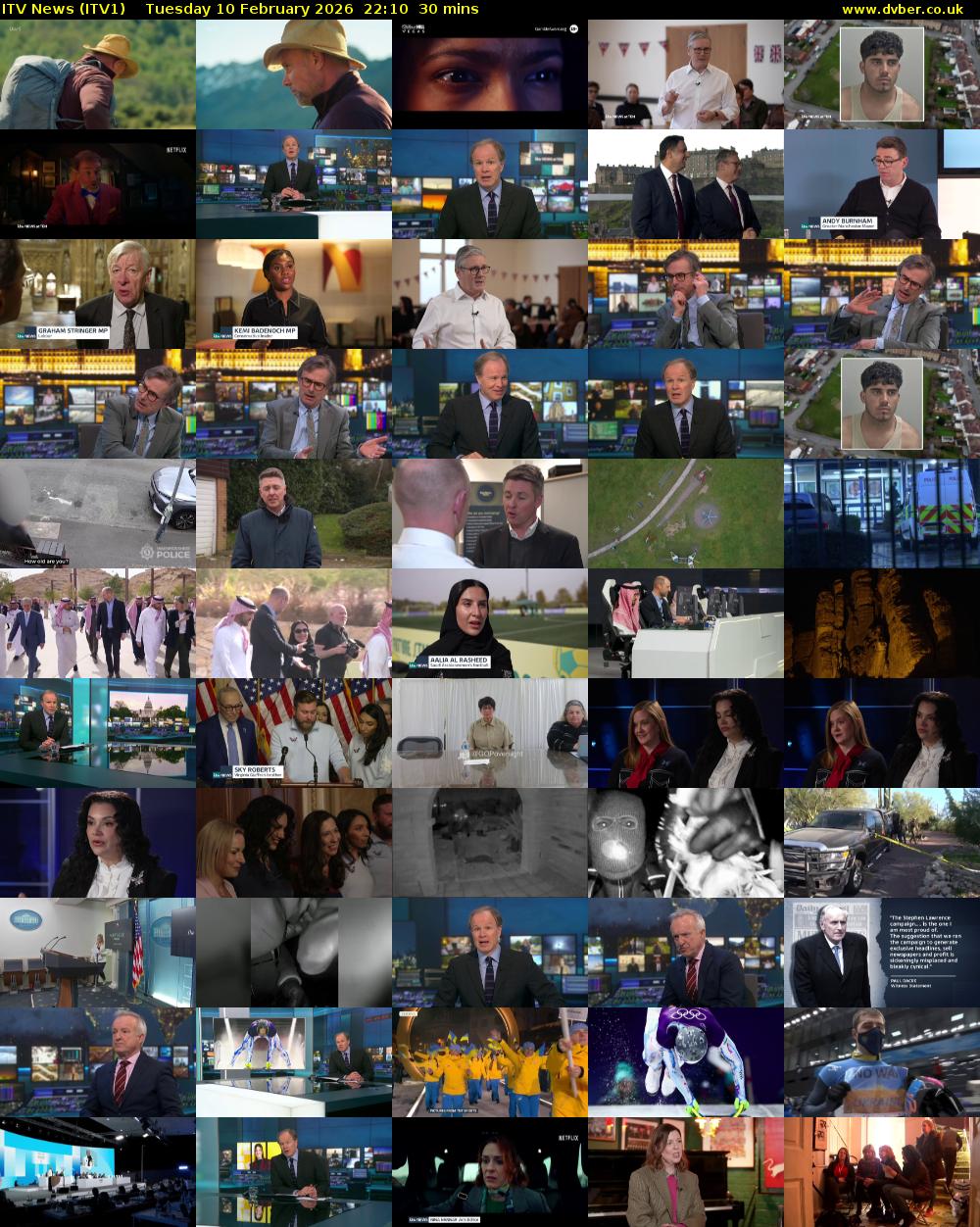 ITV News (ITV1) Tuesday 10 February 2026 22:10 - 22:40