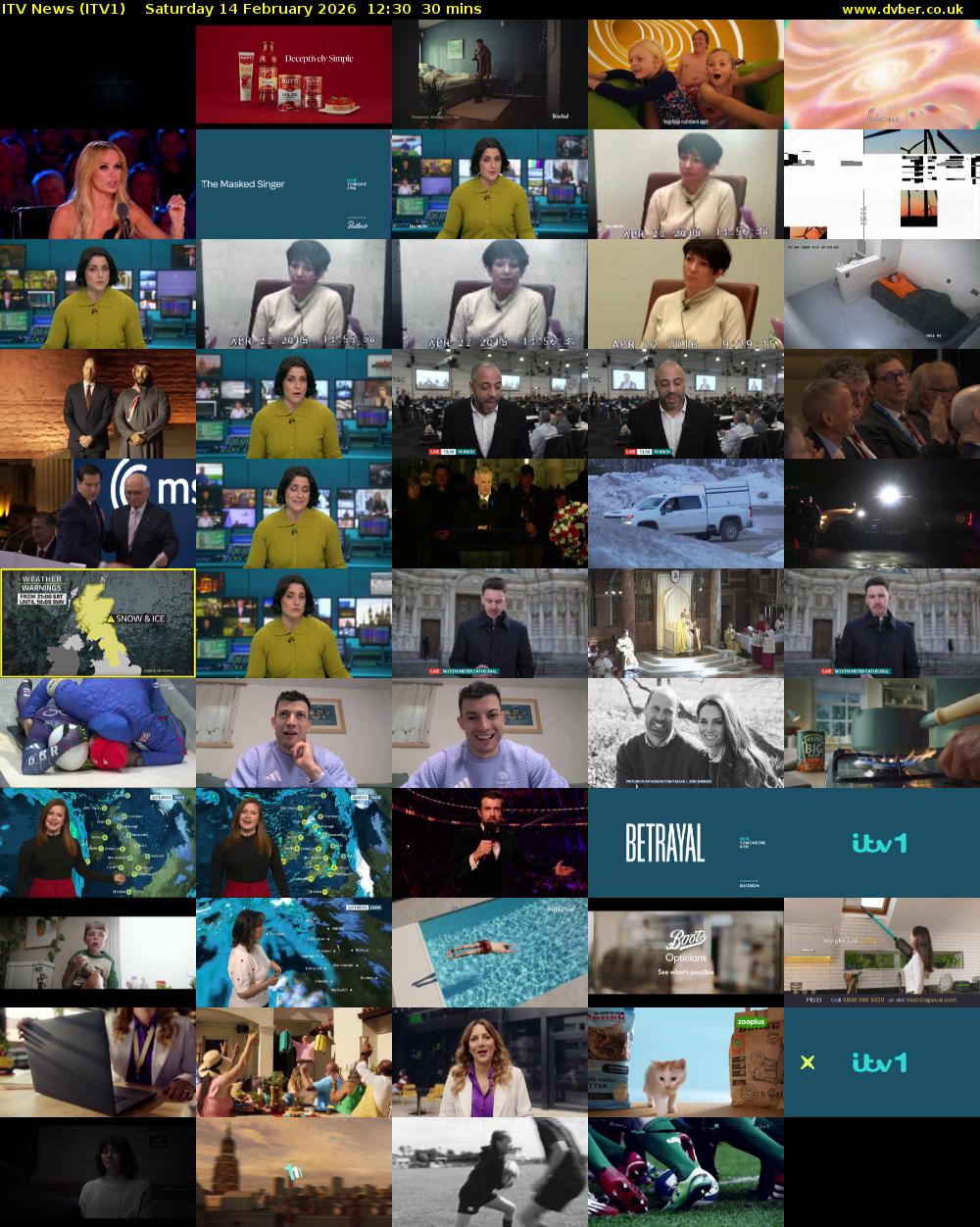 ITV News (ITV1) Saturday 14 February 2026 12:30 - 13:00