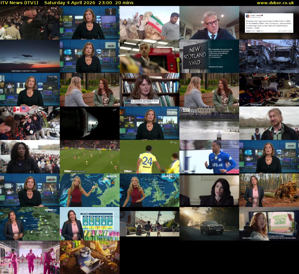 ITV News (ITV1) Saturday 4 April 2026 23:00 - 23:20