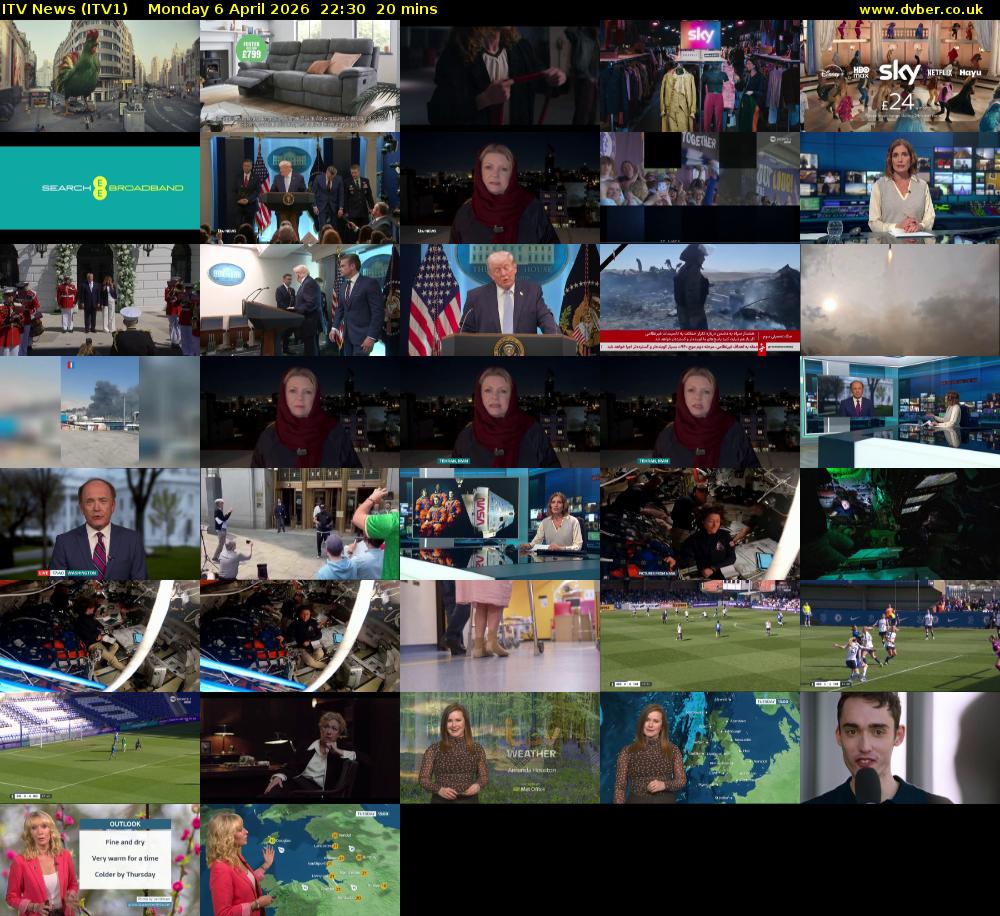 ITV News (ITV1) Monday 6 April 2026 22:30 - 22:50