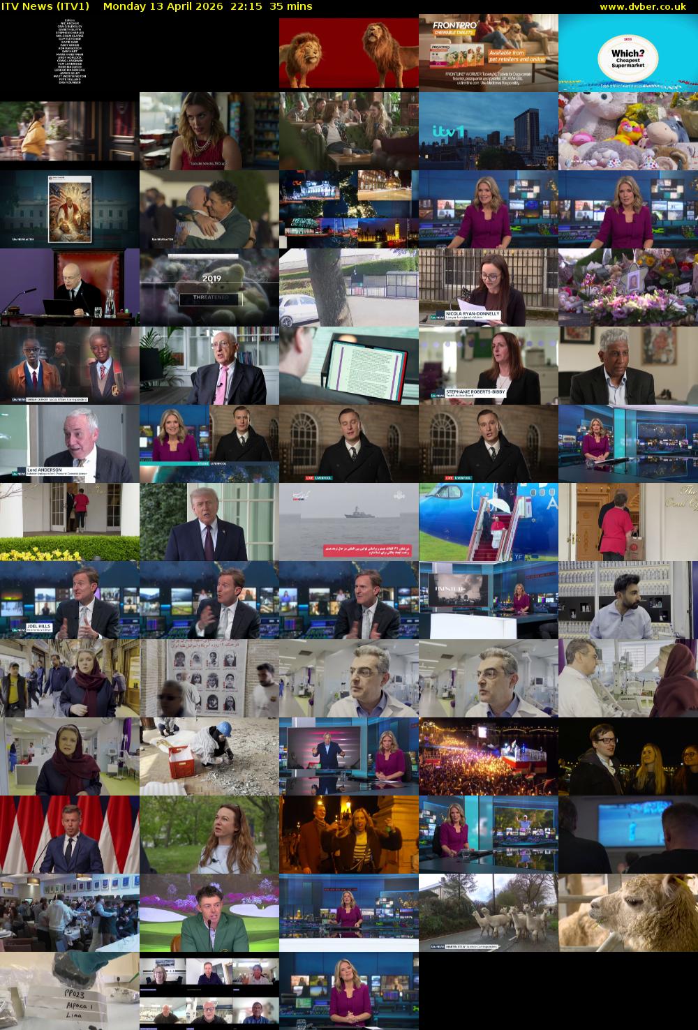 ITV News (ITV1) Monday 13 April 2026 22:15 - 22:50