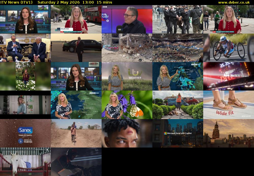 ITV News (ITV1) Saturday 2 May 2026 13:00 - 13:15