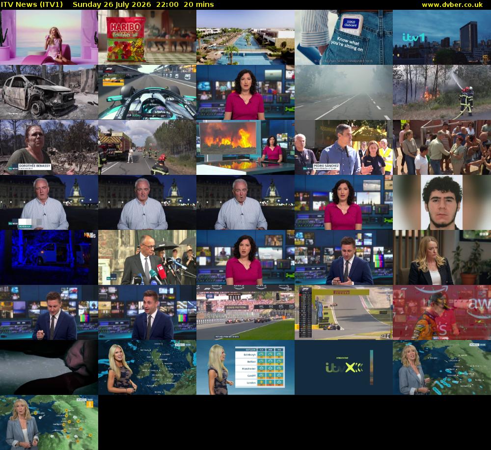 ITV News (ITV1) Sunday 26 July 2026 22:00 - 22:20
