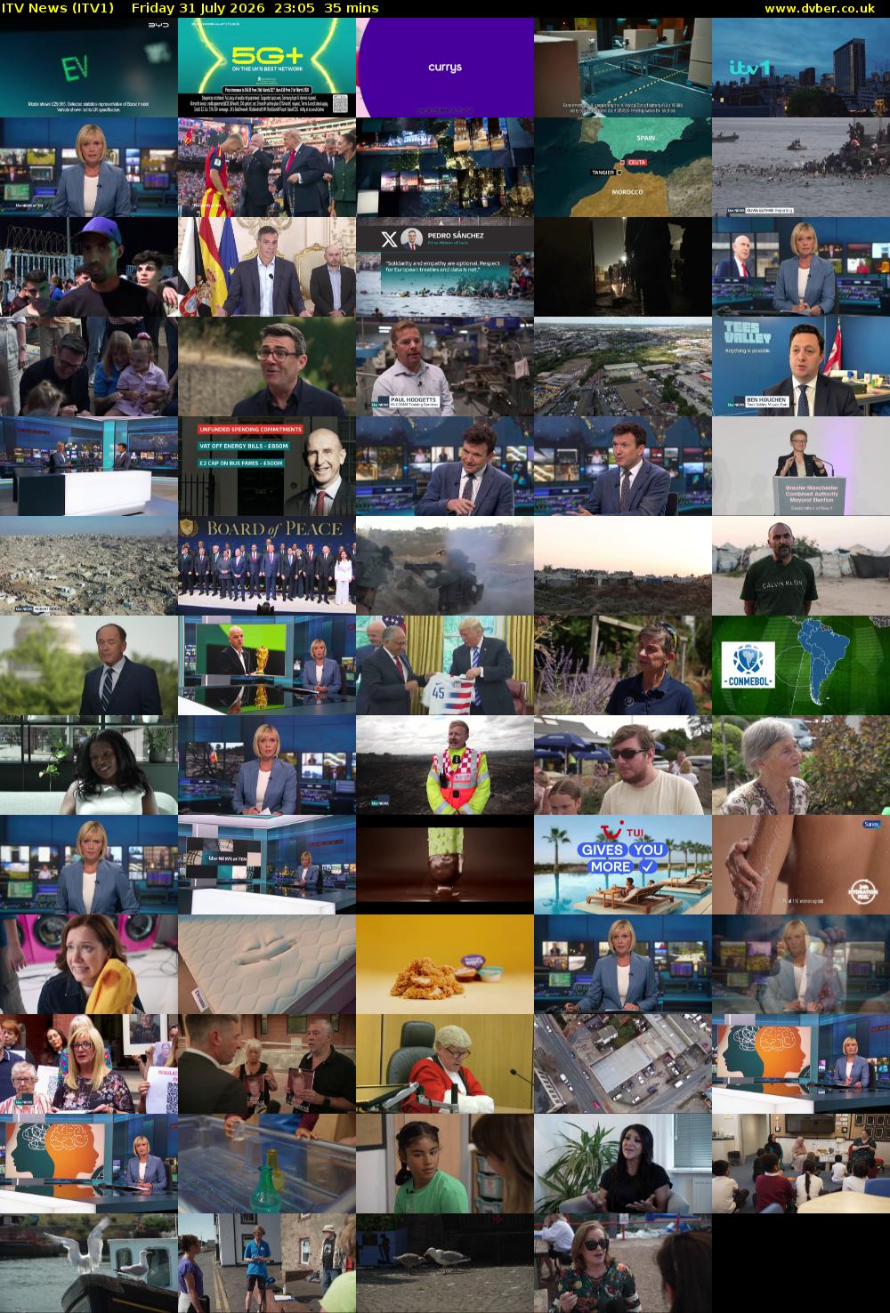 ITV News (ITV1) Friday 31 July 2026 23:05 - 23:40