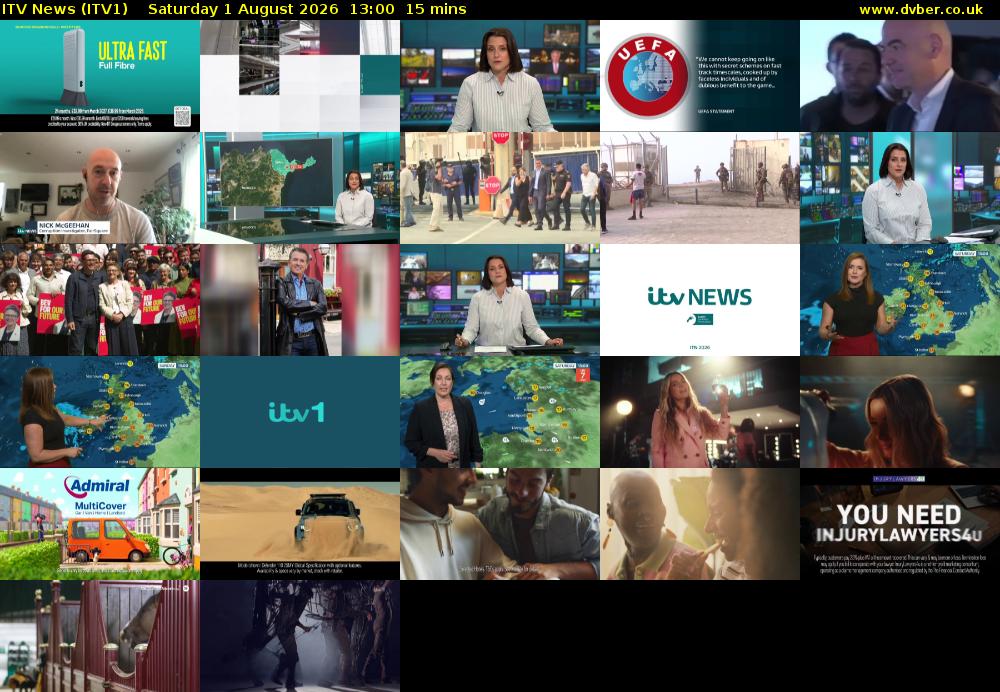 ITV News (ITV1) Saturday 1 August 2026 13:00 - 13:15