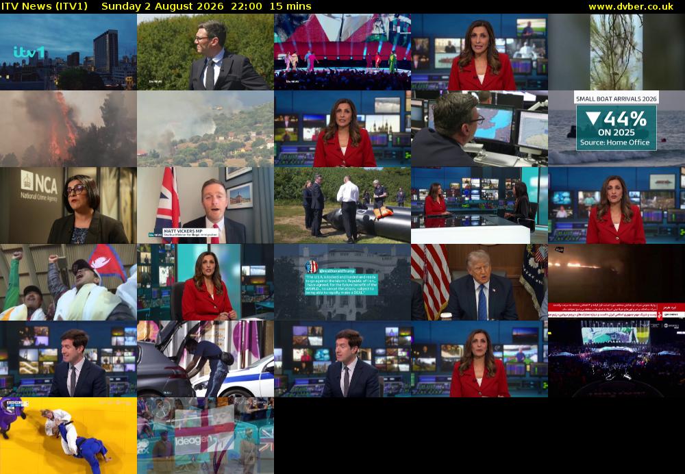ITV News (ITV1) Sunday 2 August 2026 22:00 - 22:15