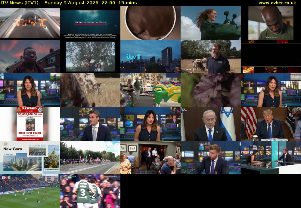 ITV News (ITV1) Sunday 9 August 2026 22:00 - 22:15
