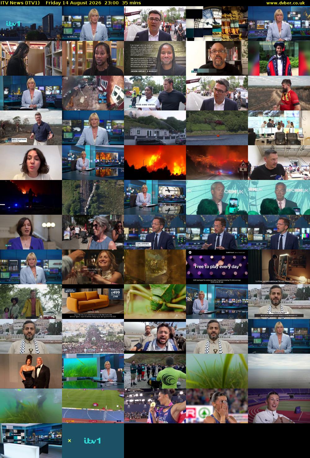 ITV News (ITV1) Friday 14 August 2026 23:00 - 23:35