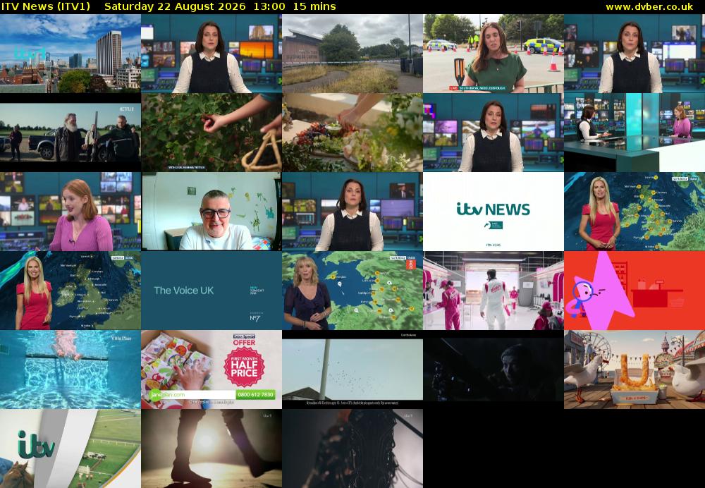 ITV News (ITV1) Saturday 22 August 2026 13:00 - 13:15
