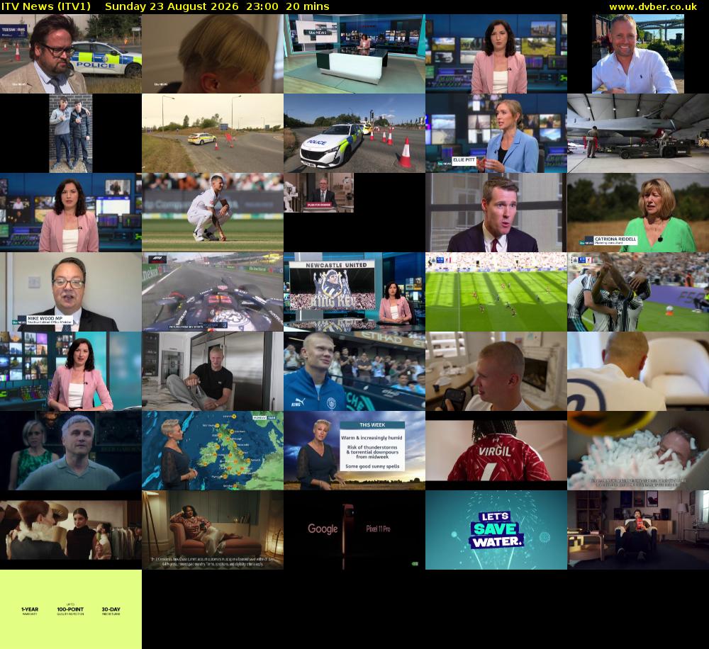 ITV News (ITV1) Sunday 23 August 2026 23:00 - 23:20
