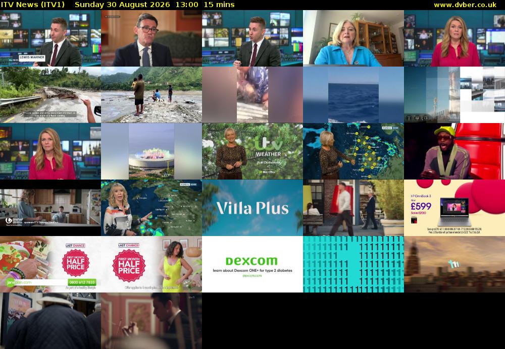ITV News (ITV1) Sunday 30 August 2026 13:00 - 13:15