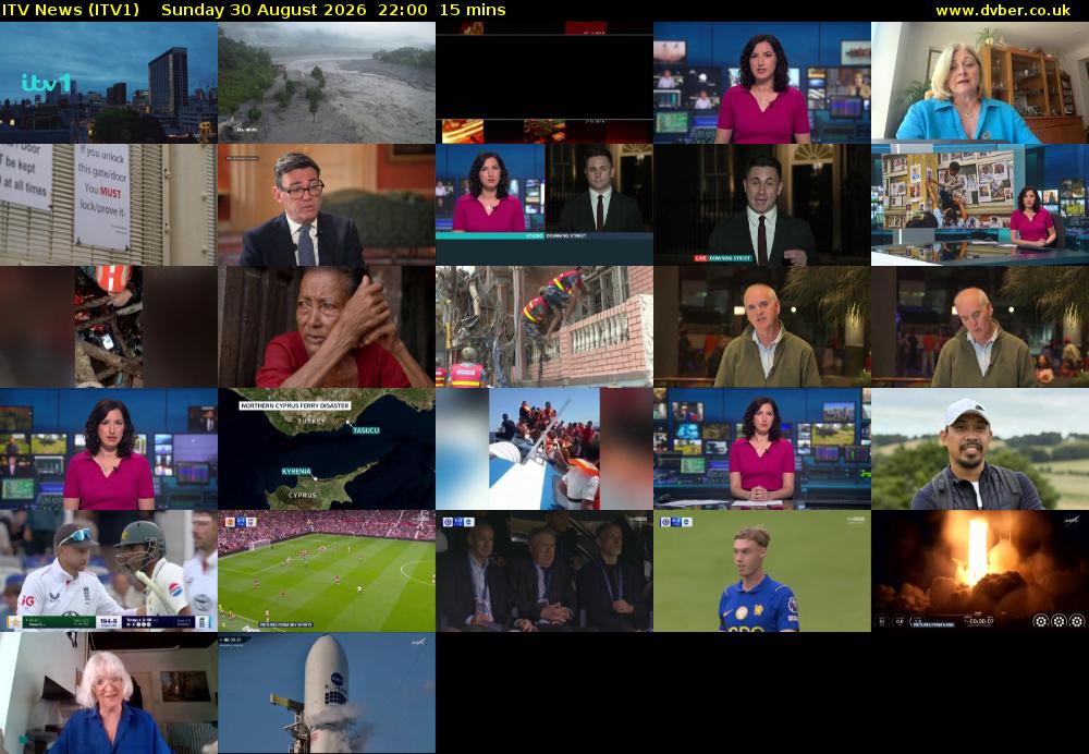 ITV News (ITV1) Sunday 30 August 2026 22:00 - 22:15
