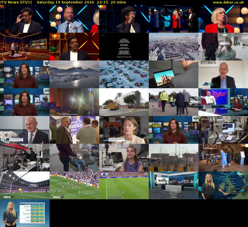 ITV News (ITV1) Saturday 19 September 2026 22:15 - 22:35