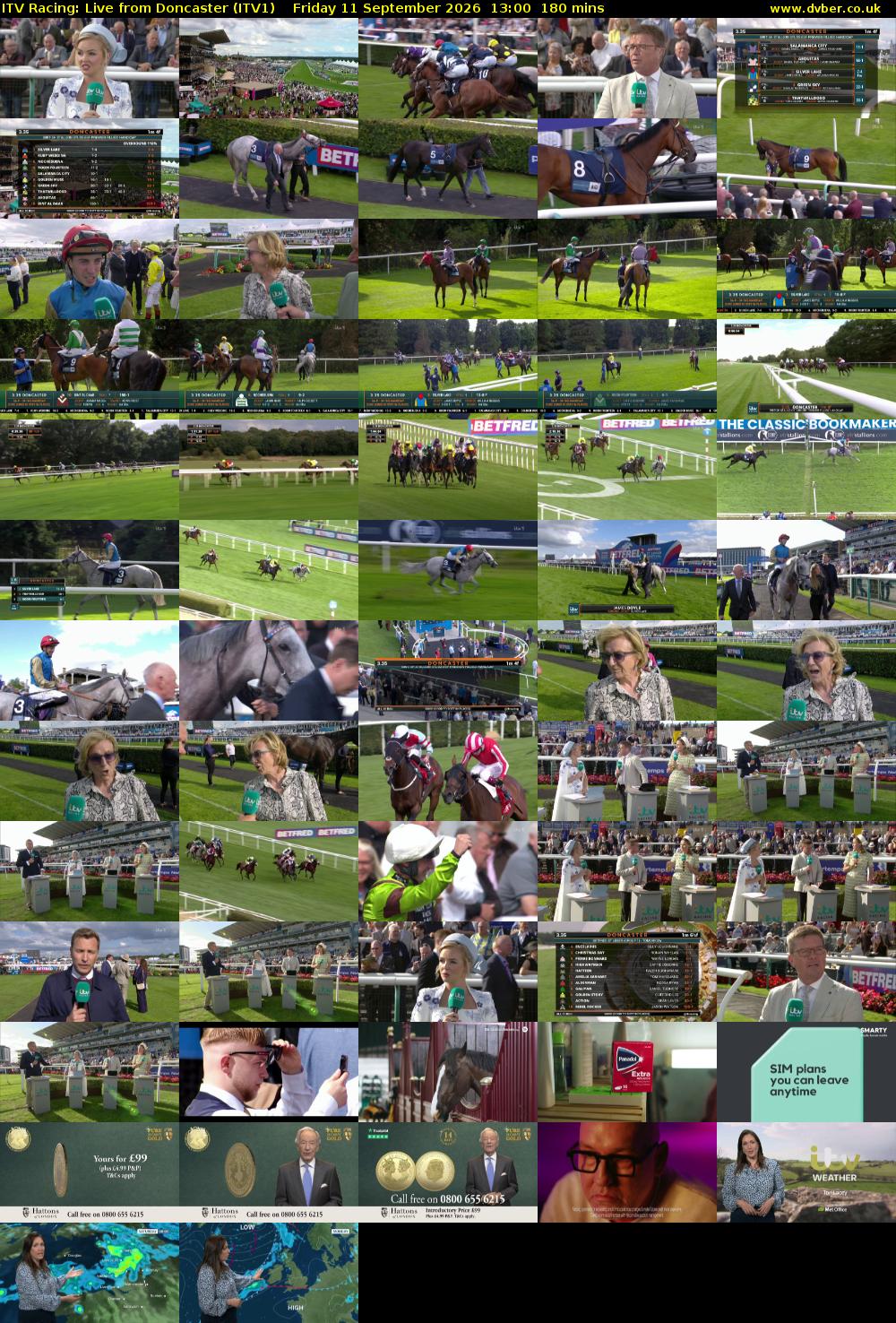 ITV Racing: Live from Doncaster (ITV1) Friday 11 September 2026 13:00 - 16:00