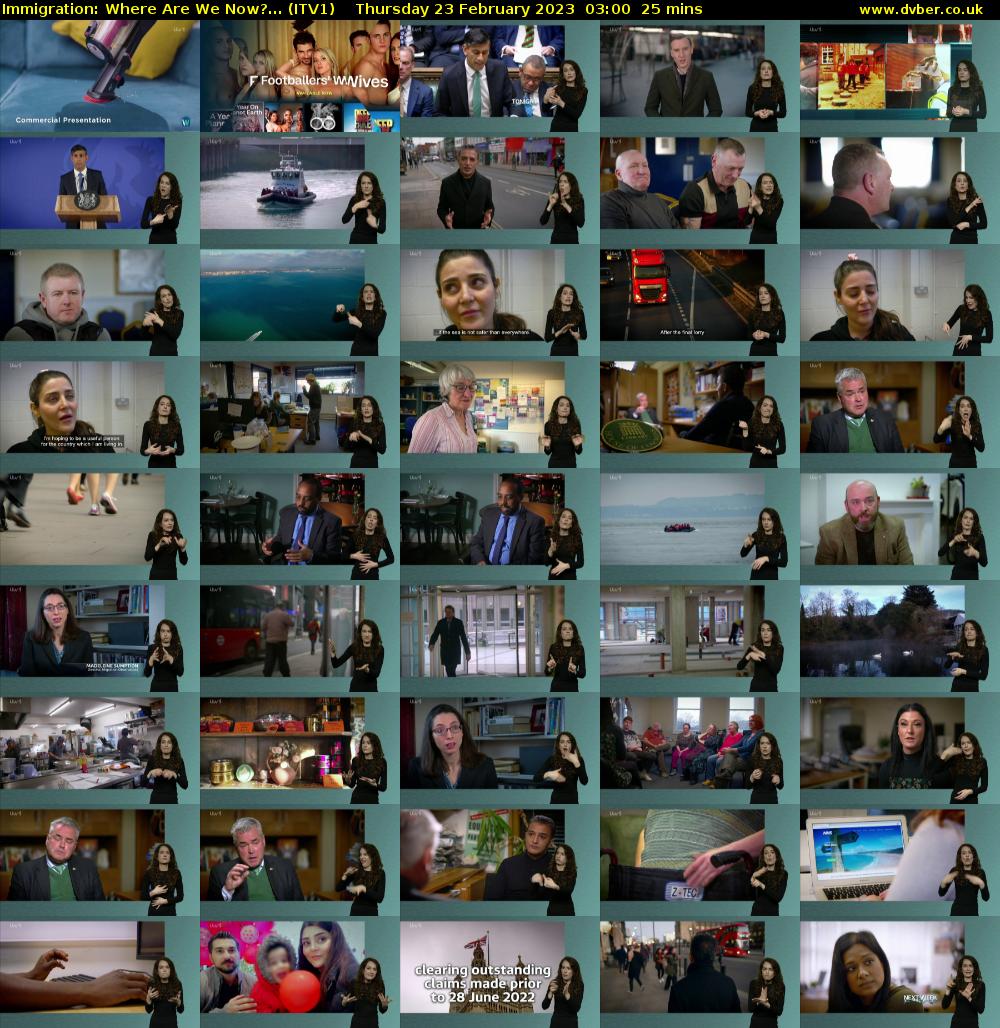 Immigration: Where Are We Now?... (ITV1) Thursday 23 February 2023 03:00 - 03:25