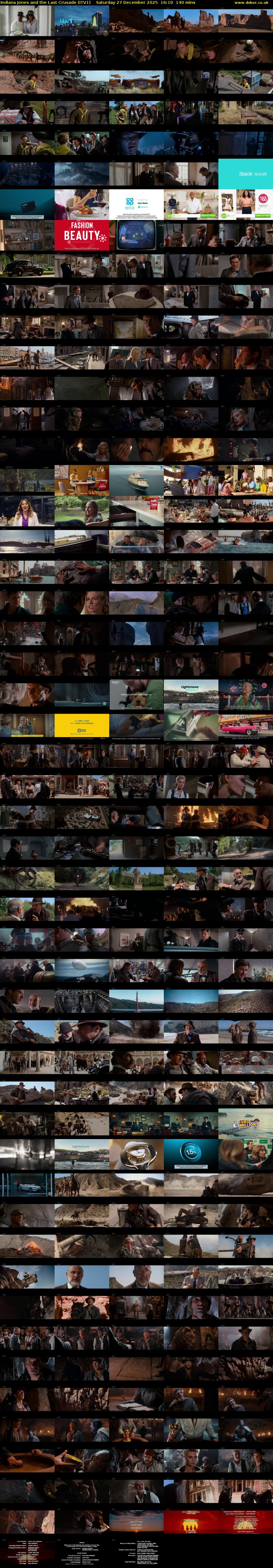 Indiana Jones and the Last Crusade (ITV1) Saturday 27 December 2025 16:10 - 18:30