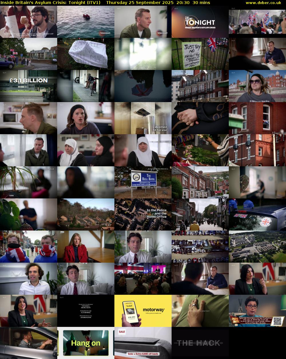 Inside Britain's Asylum Crisis: Tonight (ITV1) Thursday 25 September 2025 20:30 - 21:00