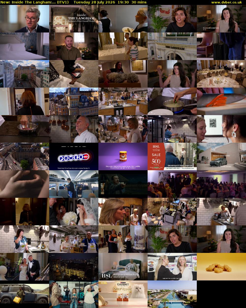 Inside The Langham:... (ITV1) Tuesday 28 July 2026 19:30 - 20:00