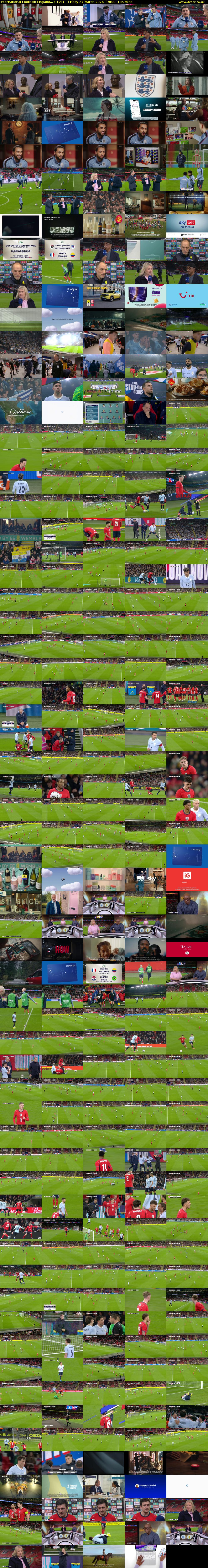 International Football: England... (ITV1) Friday 27 March 2026 19:00 - 22:05