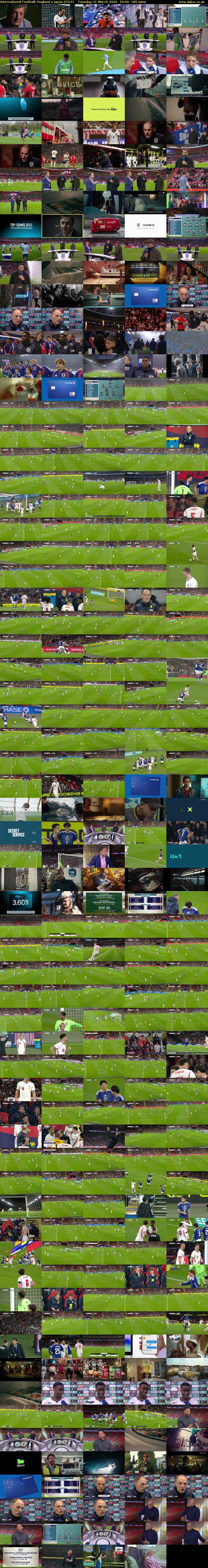 International Football: England v Japan (ITV1) Tuesday 31 March 2026 19:00 - 22:05