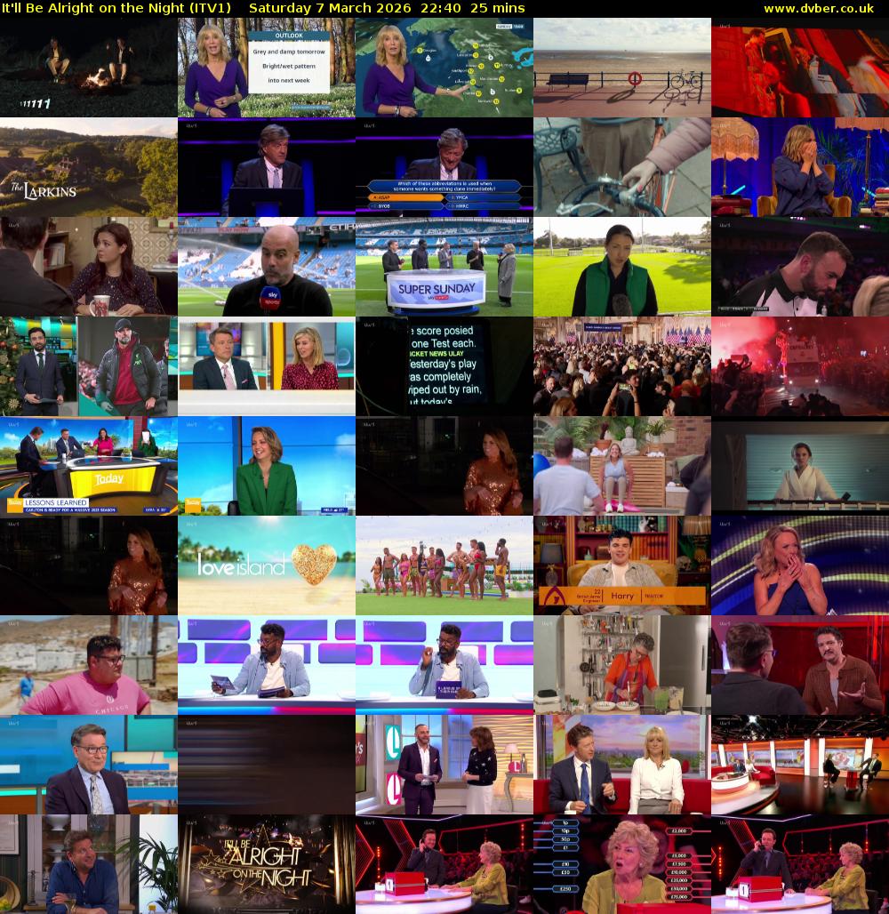 It'll Be Alright on the Night (ITV1) Saturday 7 March 2026 22:40 - 23:05