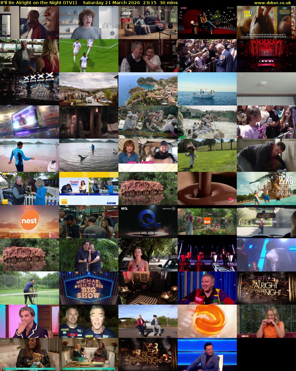 It'll Be Alright on the Night (ITV1) Saturday 21 March 2026 23:15 - 23:45